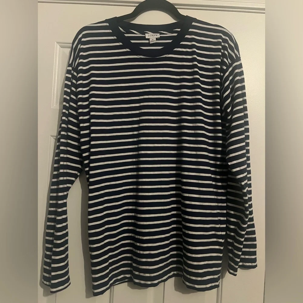 J Crew Navy/White Striped Women's Top-M - Picture 4 of 6